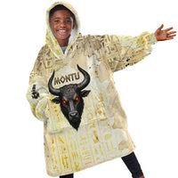 Montu Egyptian Kid Wearable Blanket Hoodie War God Mighty Bull Symbol Ancient Power Hieroglyphic