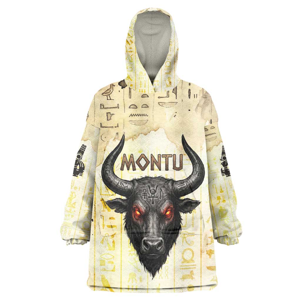 Montu Egyptian Kid Wearable Blanket Hoodie War God Mighty Bull Symbol Ancient Power Hieroglyphic