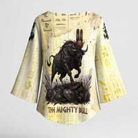 Montu Egyptian Kimono Sleeve Blouse War God Mighty Bull Symbol Ancient Power Hieroglyphic