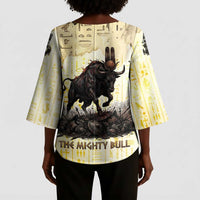 Montu Egyptian Kimono Sleeve Blouse War God Mighty Bull Symbol Ancient Power Hieroglyphic