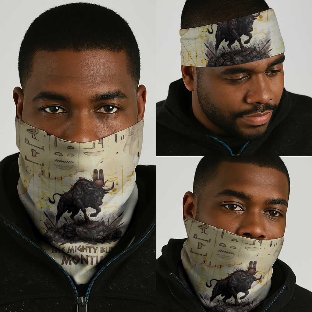 Montu Egyptian Neck Gaiter War God Mighty Bull Symbol Ancient Power Hieroglyphic