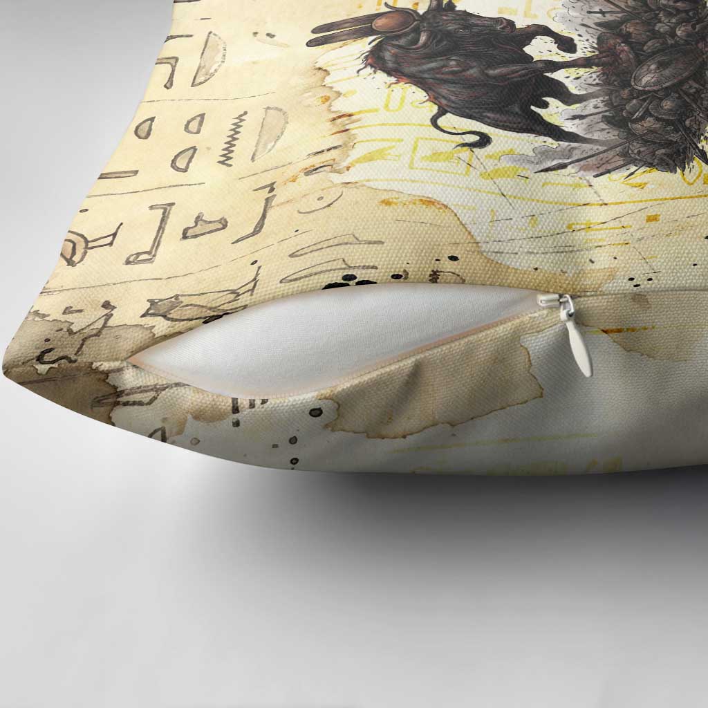 Montu Egyptian Pillow Cover War God Mighty Bull Symbol Ancient Power Hieroglyphic