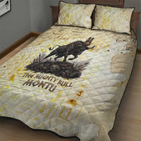 Montu Egyptian Quilt Bed Set War God Mighty Bull Symbol Ancient Power Hieroglyphic