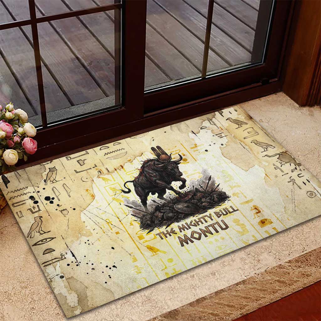 Montu Egyptian Rubber Doormat War God Mighty Bull Symbol Ancient Power Hieroglyphic