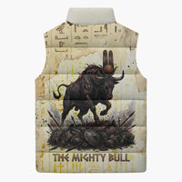 Montu Egyptian Sleeveless Puffer Jacket War God Mighty Bull Symbol Ancient Power Hieroglyphic
