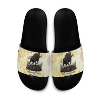 Montu Egyptian Slide Sandals War God Mighty Bull Symbol Ancient Power Hieroglyphic