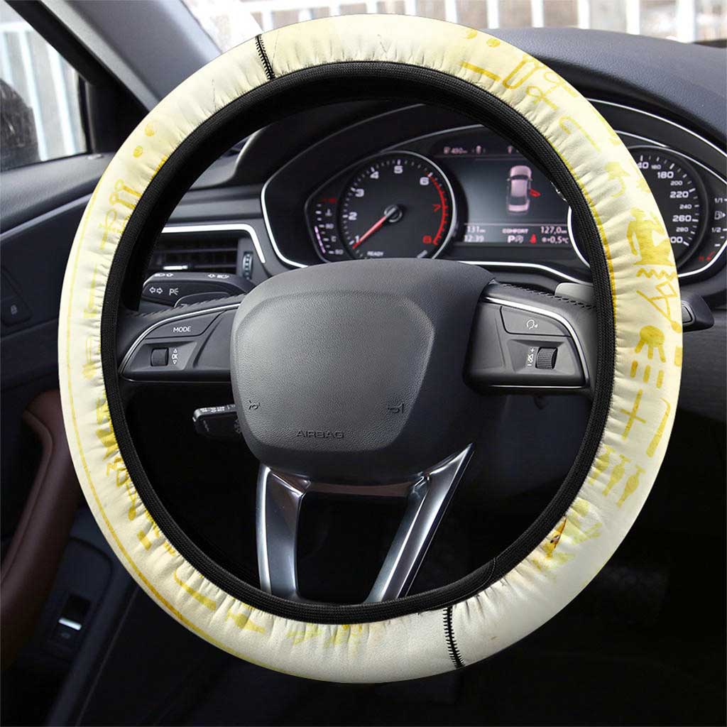 Montu Egyptian Steering Wheel Cover War God Mighty Bull Symbol Ancient Power Hieroglyphic