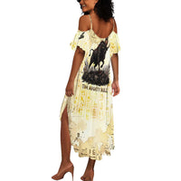 Montu Egyptian Summer Maxi Dress War God Mighty Bull Symbol Ancient Power Hieroglyphic