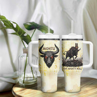 Montu Egyptian Tumbler With Handle War God Mighty Bull Symbol Ancient Power Hieroglyphic
