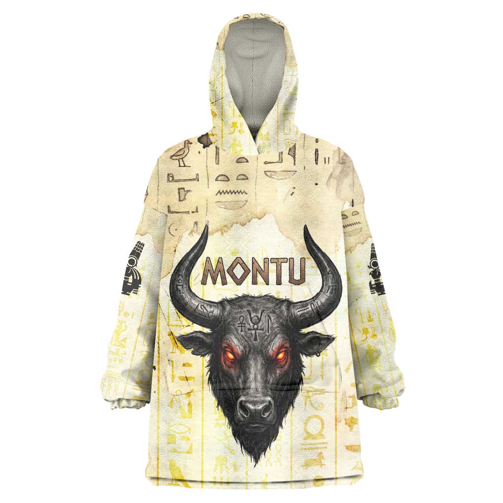 Montu Egyptian Wearable Blanket Hoodie War God Mighty Bull Symbol Ancient Power Hieroglyphic