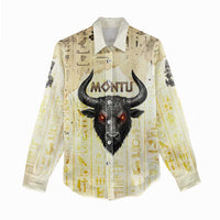 Montu Egyptian Women Casual Shirt War God Mighty Bull Symbol Ancient Power Hieroglyphic