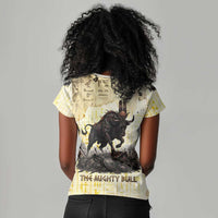 Montu Egyptian Women V-Neck T-Shirt War God Mighty Bull Symbol Ancient Power Hieroglyphic