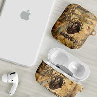 Montu AirPods Case Falcon Head War God Ancient Egyptian Map Feathers and Sun Disk