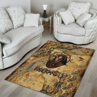 Montu Area Rug Falcon Head War God Ancient Egyptian Map Feathers and Sun Disk