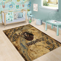 Montu Area Rug Falcon Head War God Ancient Egyptian Map Feathers and Sun Disk