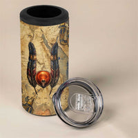 Montu 4 in 1 Can Cooler Tumbler Falcon Head War God Ancient Egyptian Map Feathers and Sun Disk
