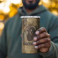 Montu 4 in 1 Can Cooler Tumbler Falcon Head War God Ancient Egyptian Map Feathers and Sun Disk