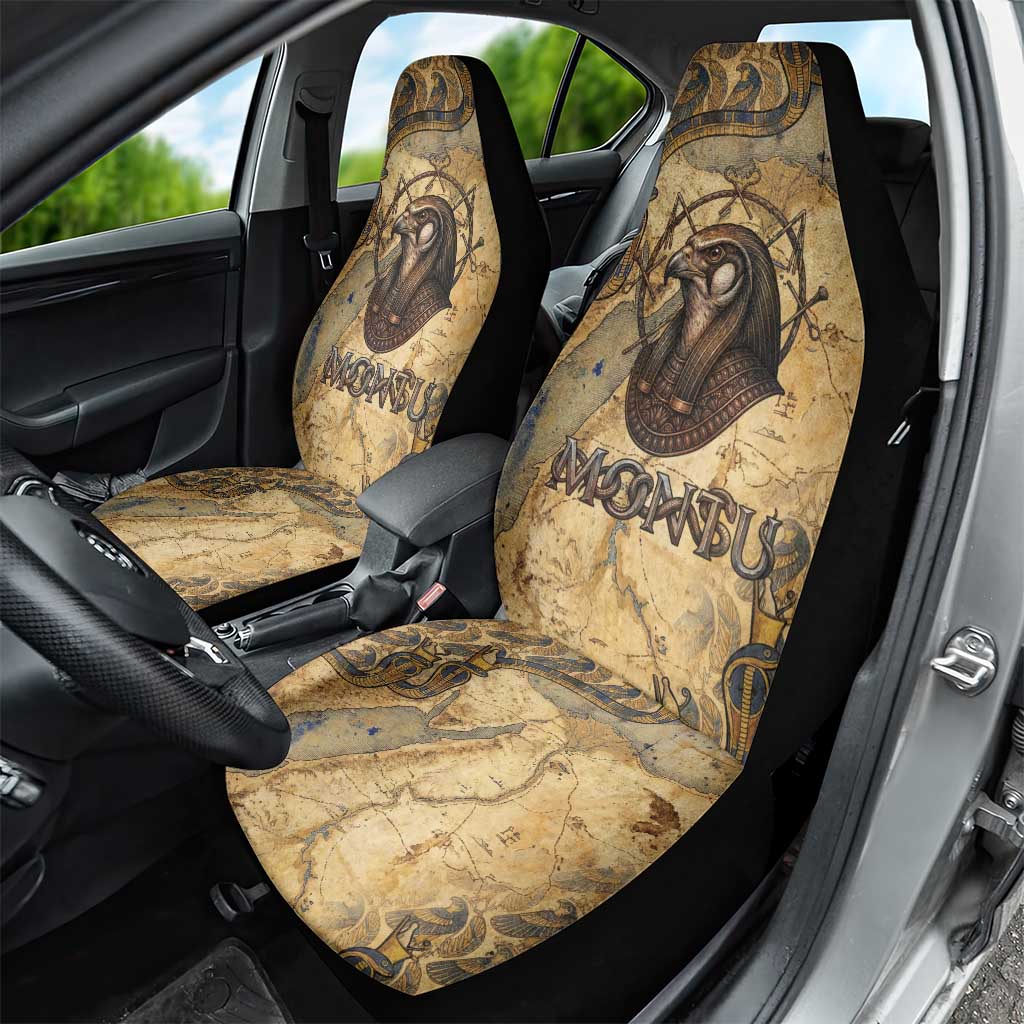 Montu Car Seat Cover Falcon Head War God Ancient Egyptian Map Feathers and Sun Disk