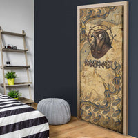 Montu Door Cover Falcon Head War God Ancient Egyptian Map Feathers and Sun Disk