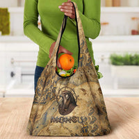 Montu Grocery Bag Falcon Head War God Ancient Egyptian Map Feathers and Sun Disk
