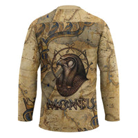Montu Hockey Jersey Falcon Head War God Ancient Egyptian Map Feathers and Sun Disk