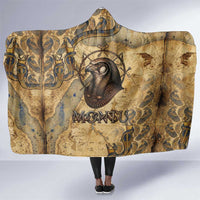 Montu Hooded Blanket Falcon Head War God Ancient Egyptian Map Feathers and Sun Disk