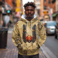 Montu Hoodie Falcon Head War God Ancient Egyptian Map Feathers and Sun Disk
