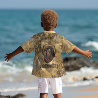 Montu Kid Hawaiian Shirt Falcon Head War God Ancient Egyptian Map Feathers and Sun Disk