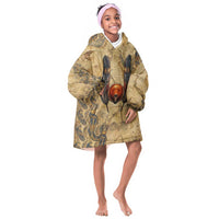 Montu Kid Wearable Blanket Hoodie Falcon Head War God Ancient Egyptian Map Feathers and Sun Disk