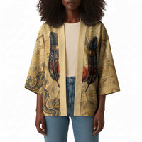Montu Kimono Falcon Head War God Ancient Egyptian Map Feathers and Sun Disk