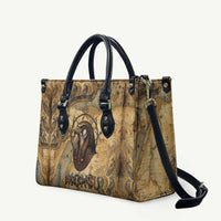 Montu Leather Bag Falcon Head War God Ancient Egyptian Map Feathers and Sun Disk