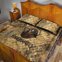 Montu Quilt Bed Set Falcon Head War God Ancient Egyptian Map Feathers and Sun Disk