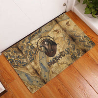 Montu Rubber Doormat Falcon Head War God Ancient Egyptian Map Feathers and Sun Disk