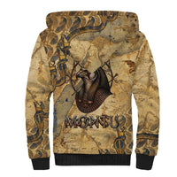 Montu Sherpa Hoodie Falcon Head War God Ancient Egyptian Map Feathers and Sun Disk