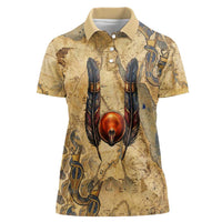 Montu Women Polo Shirt Falcon Head War God Ancient Egyptian Map Feathers and Sun Disk