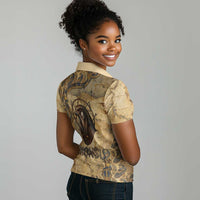 Montu Women Polo Shirt Falcon Head War God Ancient Egyptian Map Feathers and Sun Disk
