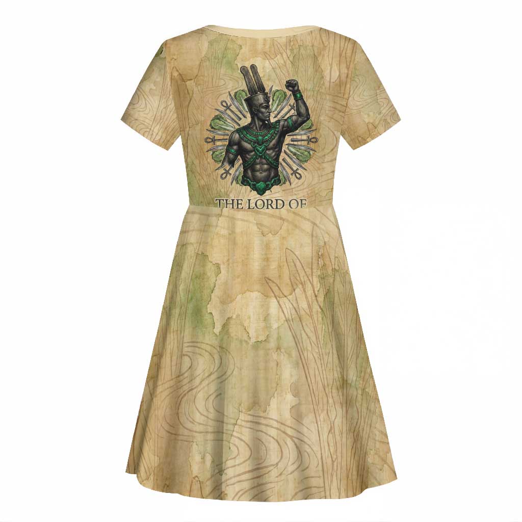 Min Kid Short Sleeve Dress Egyptian God of Fertility Lord of Generation Lettuce Ancient