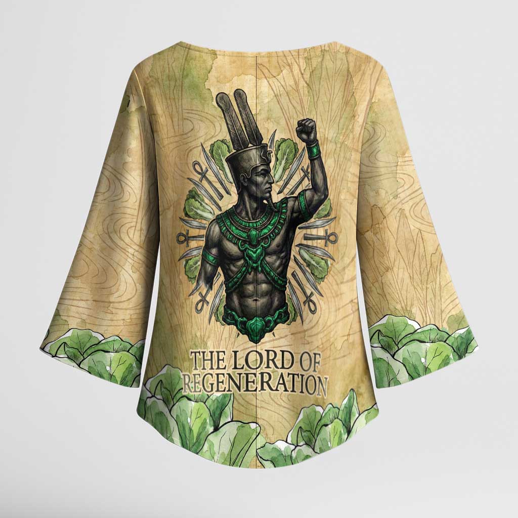 Min Kimono Sleeve Blouse Egyptian God of Fertility Lord of Generation Lettuce Ancient