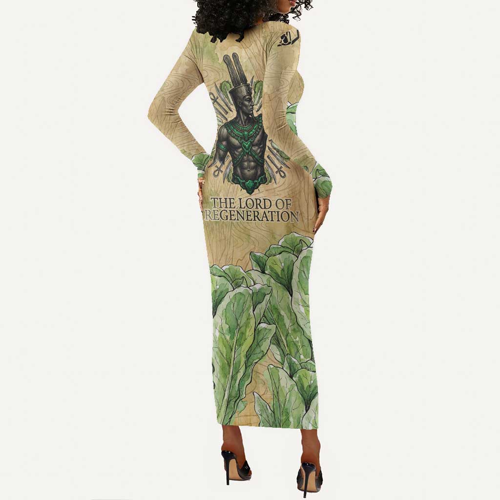 Min Long Sleeve Bodycon Dress Egyptian God of Fertility Lord of Generation Lettuce Ancient