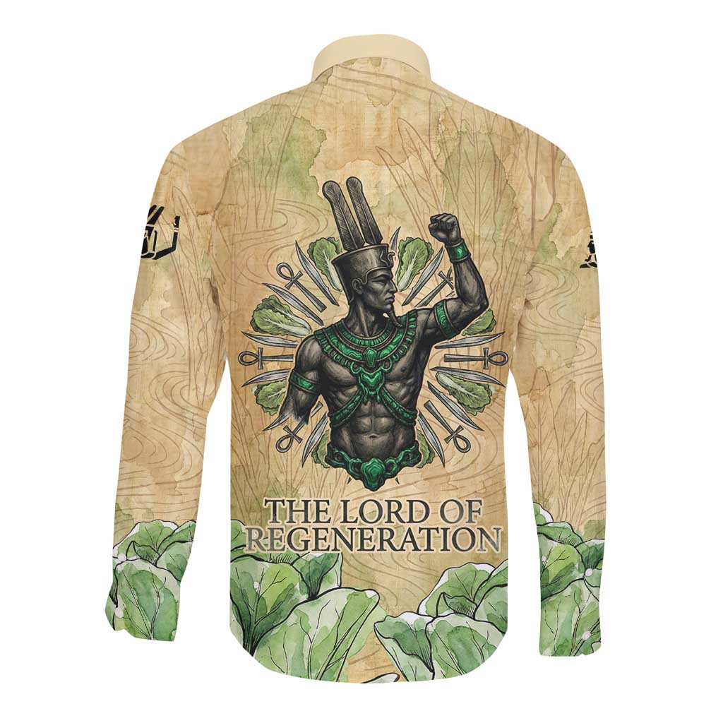 Min Long Sleeve Button Shirt Egyptian God of Fertility Lord of Generation Lettuce Ancient