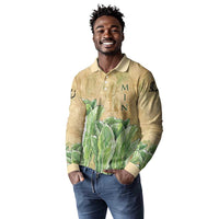 Min Long Sleeve Polo Shirt Egyptian God of Fertility Lord of Generation Lettuce Ancient