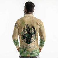 Min Long Sleeve Polo Shirt Egyptian God of Fertility Lord of Generation Lettuce Ancient