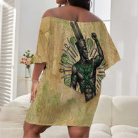 Min Off Shoulder Short Dress Egyptian God of Fertility Lord of Generation Lettuce Ancient