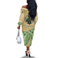 Min Off The Shoulder Long Sleeve Dress Egyptian God of Fertility Lord of Generation Lettuce Ancient