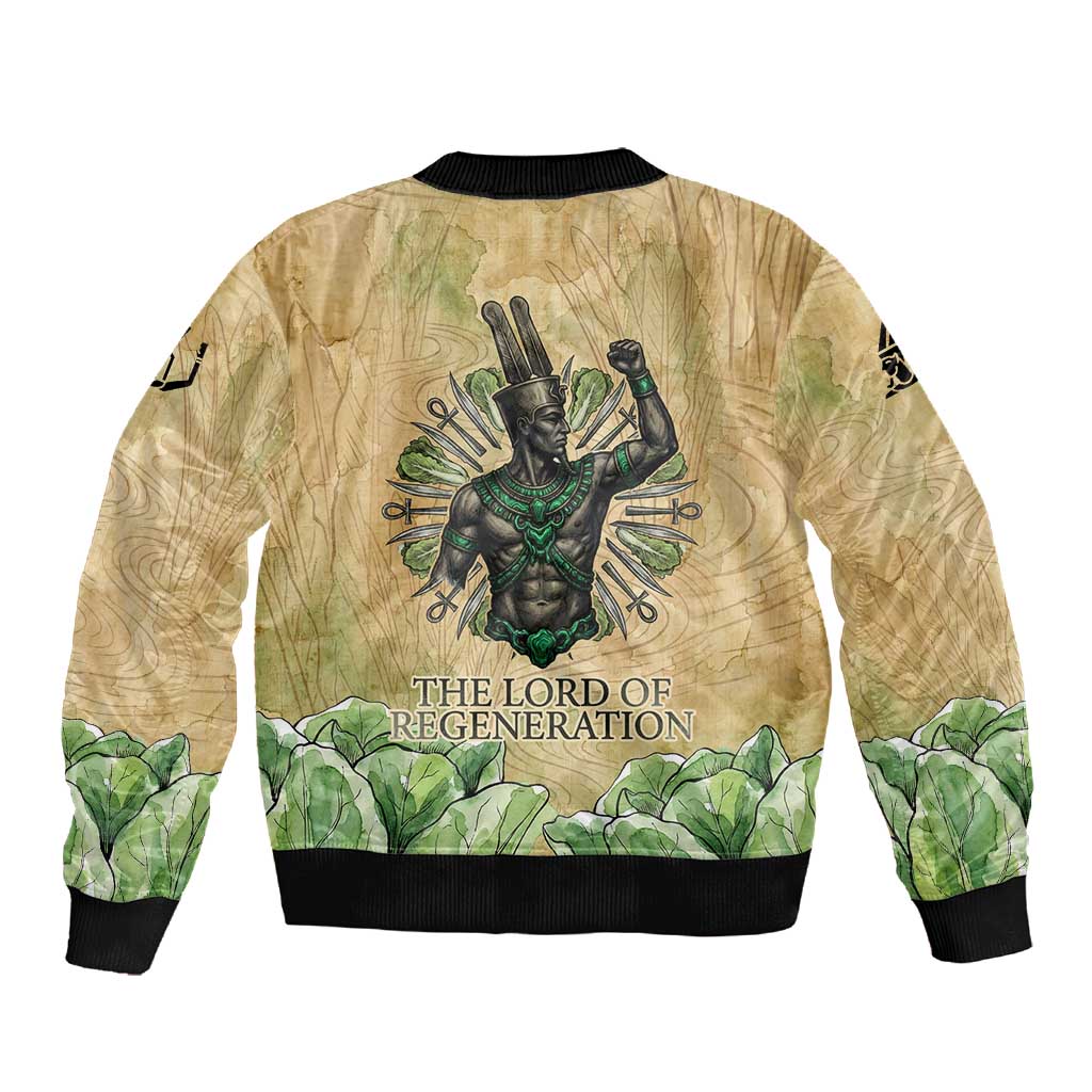 Min Sleeve Zip Bomber Jacket Egyptian God of Fertility Lord of Generation Lettuce Ancient
