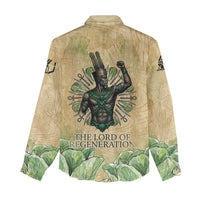 Min Women Casual Shirt Egyptian God of Fertility Lord of Generation Lettuce Ancient