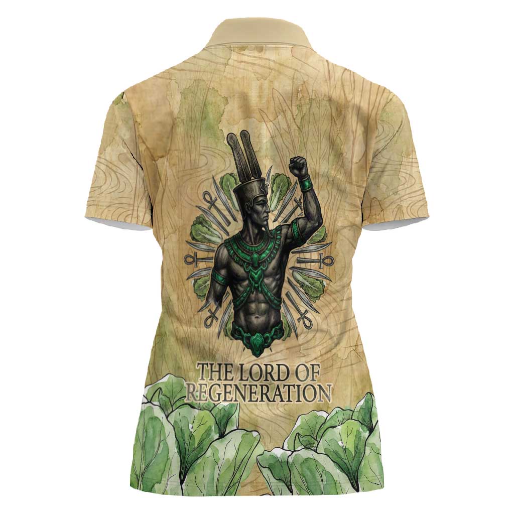 Min Women Polo Shirt Egyptian God of Fertility Lord of Generation Lettuce Ancient