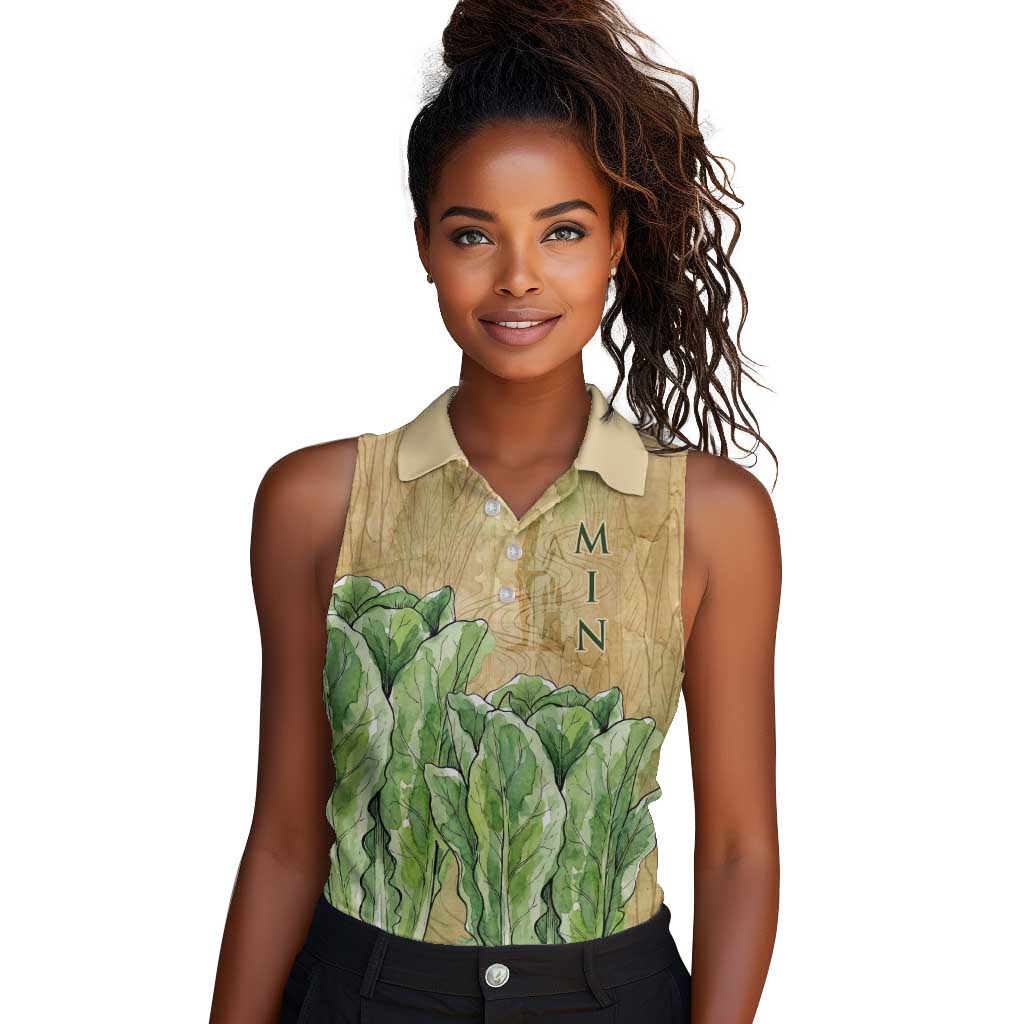 Min Women Sleeveless Polo Shirt Egyptian God of Fertility Lord of Generation Lettuce Ancient