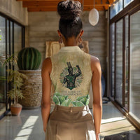 Min Women Sleeveless Polo Shirt Egyptian God of Fertility Lord of Generation Lettuce Ancient