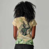 Min Women V-Neck T-Shirt Egyptian God of Fertility Lord of Generation Lettuce Ancient